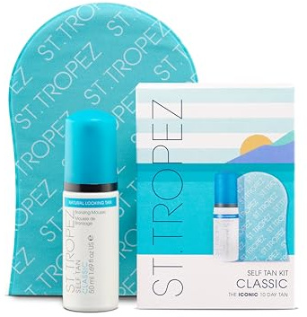 St.Tropez Self Tan Classic Mini Kit: Travel-Sized Bronzing Mousse and Tanning Applicator Mitt, Even & Natural, Vegan