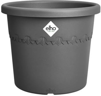 Elho Algarve Cilindro Wheels 58cm - Grande vaso per piante da esterno - Fioriere - 100% plastica riciclata - Nero/Anthracite