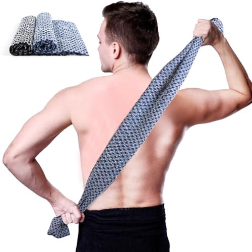 LOPHE 2PCS Gommage du dos pour la douche, Brosse de Bain, Gant de Toilette Exfoliant Double Face avec Poignées, Nettoyage en Profondeur/Massage, Douche, Lavage Dos-Bleu, Noir