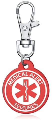 AITENME Medical Alert Kreis ID Tag Schlüsselbund Emergency SchlüSselring Medizinische Schlüsselanhänger mit Gravur Text Personalisierter Notfall Medizinischer Freundschaft Schutz Anhänger