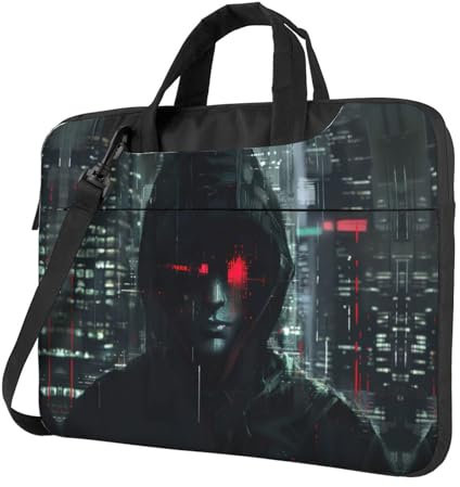 Hacker Era Laptoptasche, Kuriertasche, für Herren und Damen, wasserabweisend, mit Griff, Schultergurt, Schwarz, 13 inch