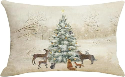 Kissenbezug Weihnachten 50x30, Weihnachtskissenbezug Weihnachtsdeko Innen, Weinachtsdekorationen Kissenbezug Für Weihnachtskissen Sofakissen Dekokissen, Deko Zimmer Wohnzimmer Schlafzimmer (D)