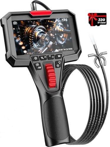 Dnenellr Camera Endoscopique, 1080P HD Endoscope avec Écran IPS de 4,3, Étanchéité IP67, Endoscope Camera avec DVR et Enregistrement, Caméra Inspection Canalisation 1M pouvant pivoter à 360°, 32GB
