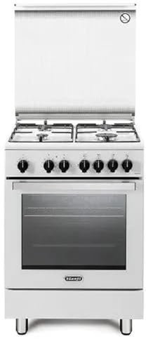 DMW64LSG - Cocina de gas con horno eléctrico, 4 fuegos, 60 x 60 cm, blanco, clase energética A