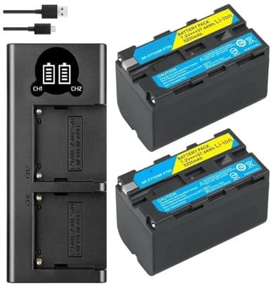 Lithium Battery 2 Pcs 5200mAh NP-F770 NP-F750 NPF770 F750 NP F770 750 Battery + Dual Charger ,Compatible For Sony CCD-SC5 CCD-SC100 CCD-TR910