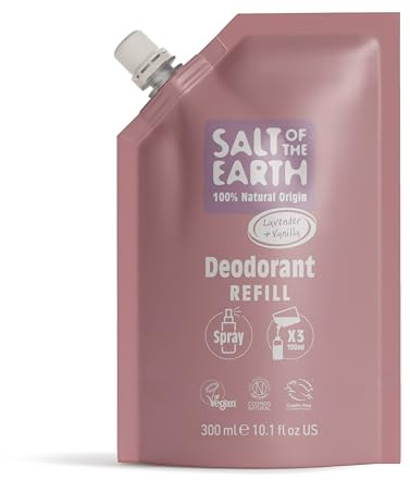 Salt of the Earth - Nachfüllpackung für natürliches Deo-Spray | Lavendel & Vanille Nachfüllbeutel mit 300ml - Vegan und tierversuchsfrei - Lang anhaltender Schutz