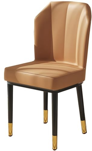 GIZNXBA Gepolsterter Esszimmerstühl Beige Moderne Küchenstühle Ohne Armlehnen Ledersessel Mit Rückenlehne Und Metallbeinen Für Wohnzimmer, Empfangsbereich(Bruin,B)