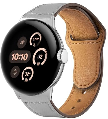 Wigento Smartwatch Armband Leder für Google Pixel Watch 4/3 / 2/1 41mm Faltschließe