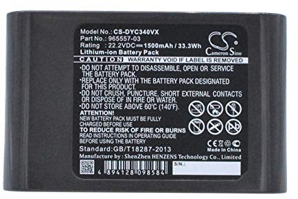 CS-DYC340VX Battery 1500mAh compatible with [Dyson] DC31 Animal, DC34, DC34 Animal, DC35, DC35 Multi floor, DC44 DC45, DC45 SV, DC56 replaces 202932-01, 202932-02, 202932-05, 202932-06, 917083-01, 96
