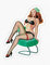 Hotrodspirit Mini-Sticker Pin-up unter Kleidung schwarz auf grünem Stuhl Stil 50er Jahre Retro