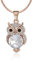 Collar largo para mujer, lindo collar colgante de búho para niñas, oro rosa y collar de plata con cristal (Oro rosa)