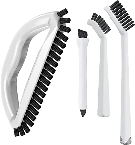 Grout Cleaning Brush Set (4 Pcs) Heavy Duty Hand Grout Scrub Brush & Detail Cleaning Brush Set for Baseboards,Floor, Corners, Shower, Bath Tub & Tiles