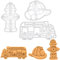 3er Set Feuerwehrmann Ausstechformen (Formen: Löschfahrzeug, Hydrant und Feuerwehrhelm), 3 Teile, Bakerlogy