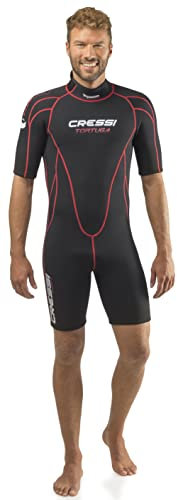 Cressi Tortuga Man Wetsuit 2.5mm Combinaisons Shorty en Neoprene 2.5 mm High Stretch-Homme, Noir/Rouge, XXXL/7