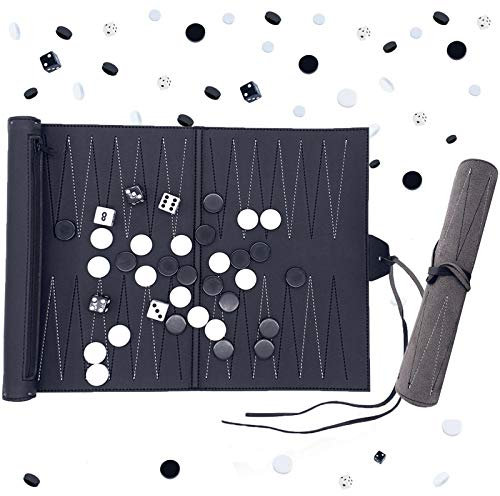 Funvalley Surperfect Backgammon Set - Premium Cuir Véritable Backgammon Set - Jeux de société et jeux de voyage de qualité