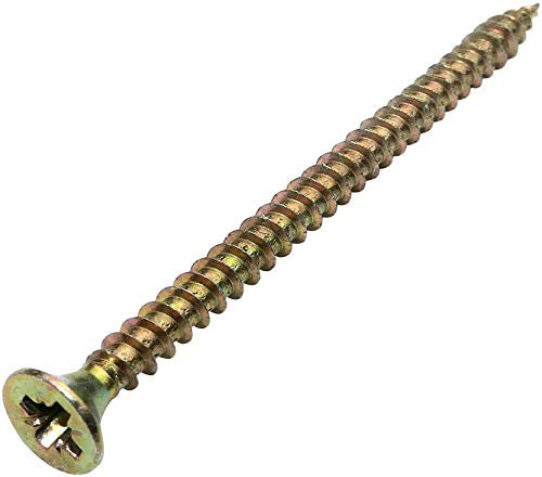 Aerzetix - C45159 - Lot de 100 - Vis à Bois - Ø3.5x55mm - en Acier Laitonné Métal - Tête Fraisée - à Empreinte Cruciforme Pozidriv - Couleur Laitonné