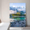 80x120cm großes Hochformat Leinwand-Bild auf 4cm Keilrahmen. Motiv - Alpen Eibsee, Zugspitze als XXL Wandbild für Wohnzimmer und Schlafzimmer. Große Bilder. Für eine atemberaubende Betrachtung