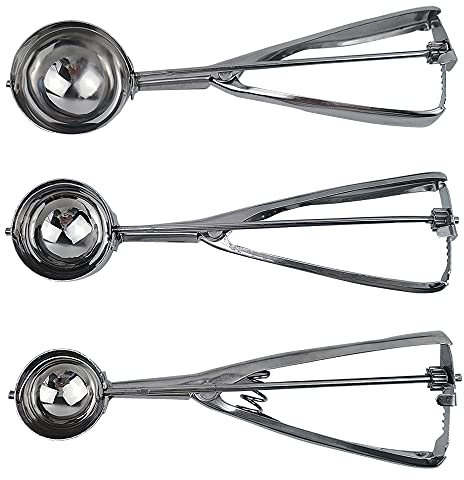 Cuillère à Glace,3 Pcs Cuillère à crème glacée en acier inoxydable Cuillère à biscuits Cuillères sphériques pour glace,Pour biscuits, pâte, melon
