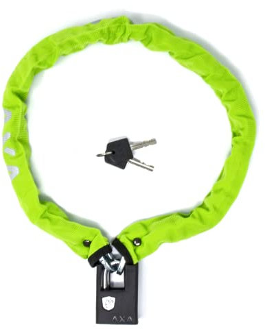 h2i Set aus AXA Kettenschloss Clinch CH85 Plus in Grün und h2i Sticker, Fahrradschloss mit Kette 85cm und Ø 6mm aus gehärtetem Stahl ca. 1100g, hohe Sicherheitsstufe von 8