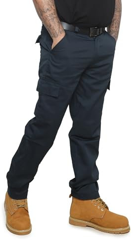 R.S.W RAPID SAFETY WORKWEAR Mens Tradesman Work Trousers with Combat Cargo Pockets (Navy, 32W / 29L)