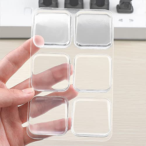 Door Stopper Wall Protector, Transparent Square Door Knob Shield, 6 PCS Soft Rubber Door Handle Bumper with Strong Self Adhesive, Thickened Bumpers (4 CM/Square, Clear)
