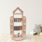 DENEST Großes Kinderbuchregal aus Holz, 360 Grad drehbares Bücherregal in Hausform Bodenregal Kinderbuchregal mit Fenster, offenes Regal für Kinderzimmer Spielzimmer