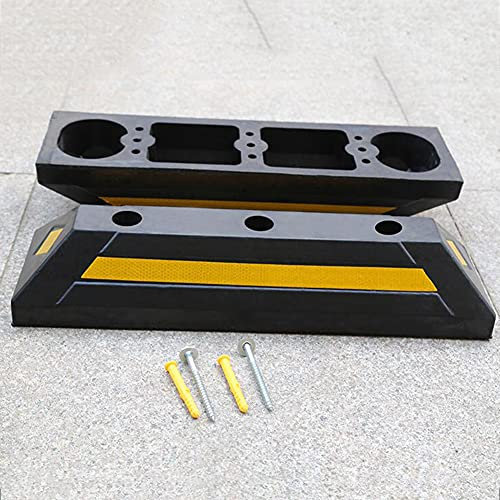 ZDW Fermaruota Di Parcheggio per Garage e Posti Auto - Blocchi Guida Di Parcheggio in Gomma, con Strisce Gialle Riflettenti (Set Di 2 Cordoli per Impieghi Gravosi)