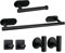 Toallero Baño, XINGLO 6 Piezas Juego de Accesorios de Baño,40cm Toallero Barra Sin Taladro+ Portarrollos para Papel Higiénico +4 Gancho Adhesivo para Pared,304 Acero Inoxidable/Negro Mate