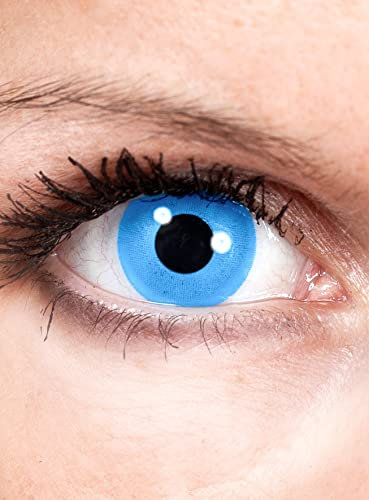 Meerjungfrau hellblau-schwarze Kontaktlinsen/Jahreslinsen - Motivlinsen ohne Sehstärke - Unisex - Erwachsene - ideal für Halloween, Karneval, Motto-Party & Horror-Events