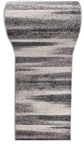 Mazovia Läufer Flur 80x625cm Anthrazit Grau Abstrakt 90er-Retro Weich | Teppichläufer für Küche Waschküche Schlafzimmer Pflegeleicht Fußbodenheizungsgeeignet Kurzflor Synthetisch Verkauf pro Meter