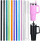 ALINK 10 Pack Farbe Ersatz Strohhalme für Stanley 40 oz 30 oz Tumbler, 12 in langen wiederverwendbaren Kunststoff Glitter Strohhalme für Stanley Cup Zubehör, halbe Gallone Krug,