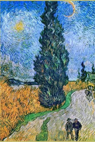 Van Gogh's road with cypresse and star notebook: Vincent Van Gogh notebook, impressionist notebook,