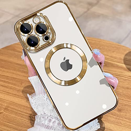 JUESHITUO EinheitsSchutz Serie für iPhone 14 Pro Max Hülle für MagSafe (Mit Integrierter Kameraschutz) [TOP N52 Starke Magnete] Kratzfest Handyhülle iPhone 14 Pro Max Case für Frauen (6,7) - Gold