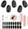 EBANKU 20PCS Gel Nail Stickers, Cat Eye Black Gel Nail Strips Long Lasting Gel Strips for Nails UV Gel Nail Stickers with Nail File & Wooden Stick for Women Manicure