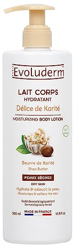 EVOLUDERM – Lait Corps Hydratant Délice de Karité - 500 ml - Ingrédients d'Origine Naturelle - Végan - Fabrication Française