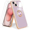 Urarssa for iPhone 15 Case with Ring Holder 360 Degree Rotation Finger Magnetic Car Stand Case Shockproof Plating Silicone Phone Cover for iPhone 15, Purple
