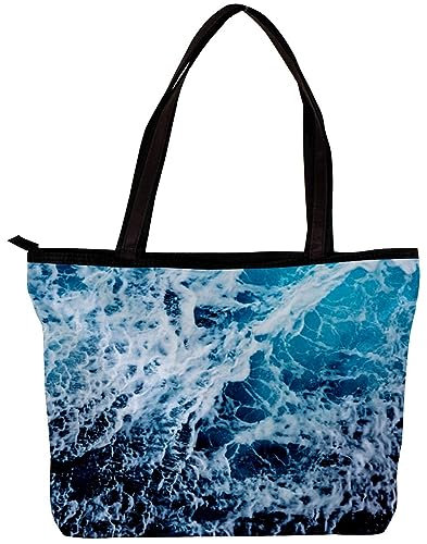 Damentasche Schultertasche Handtasche Rapid Sea While Sailing Ship Print Zipper Purse Top Handle Zip Bags for Gym Work School, mehrfarbig, 30x10.5x39cm/11.8x4.1x15.4in