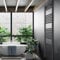 Turkish Zone 300mm Wide 1200mm High Black Heated Towel Rail Straight Flat Bathroom Warmer Radiator Rack Central Heating (300mm x 1200mm)