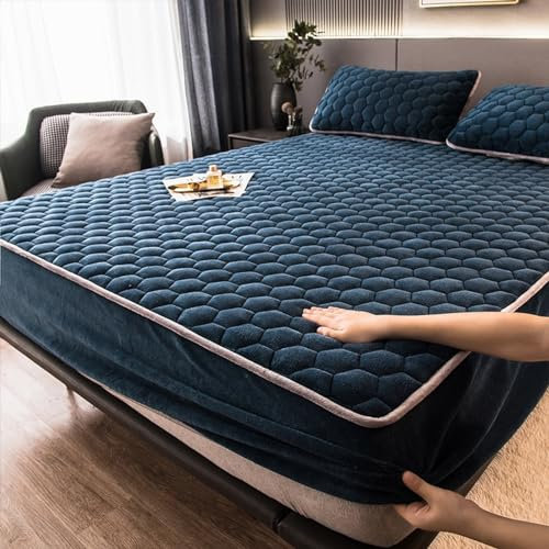 JIANINGHOME Winter Thermo Fleece Spannbettlaken 180x200,Warmes Plüsch-Fleece-Bettlaken-Set – Mikrofaser-Flanell, Bettlaken, Spannbettlaken