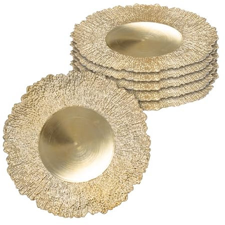 Piatti in plastica oro, 33 cm, set da 6 pezzi, vassoio decorativo per candele, decorazione natalizia, ideale come regalo, vassoio rotondo