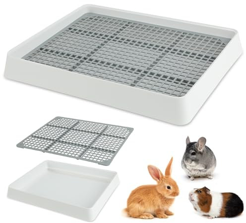 FHTONGE Meerschweinchen Toilette Große, Kunststoff Zwergkaninchen Toilette mit Dach Meerschweinchenklo zum Trainieren, Toiletten für Meerschweinchen Kaninchen Chinchilla Hasen
