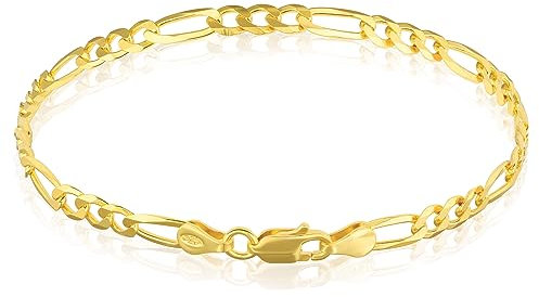 Mary & Jules Armband Damen Gold aus 925 Sterling Silber vergoldet, aus recyceltem Silber, Damen Armband Gold aus Figarokette, Goldarmband für Frauen & Mädchen