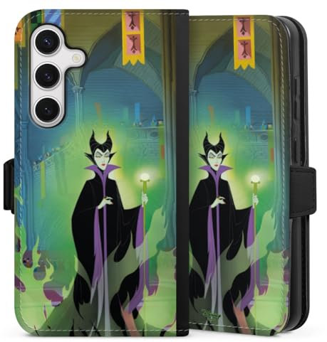 Klapphülle kompatibel mit Samsung Galaxy S24 Handyhülle aus Kunst Leder schwarz Flip Case Maleficent Dornröschen Disney