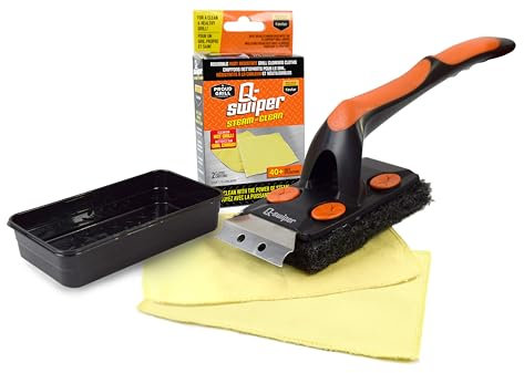 Q-Swiper XL Steam-Clean BBQ Grill Cleaner Set - 1 Long Grill Brush with Scraper, 2 Heat Resistant Kevlar® Steam Clean Cloths, 1 Tray | Bristle Free | Safe Way to Steam away Grill Grease & Grime