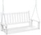 KOMFOTTEU Columpio de Madera de Álamo de 2-3 Plazas, Banco Colgante con Cadenas Ajustables de Metal, Silla Hamaca con Respaldo de Listones, Asiento Suspendido de Jardín (Blanco, 136 x 67 x 63 cm)