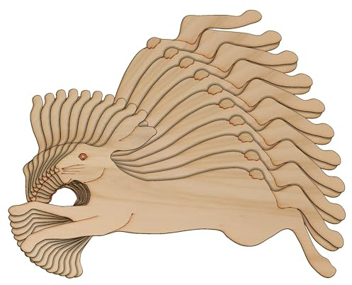 10 x Holz-Hase, laufend und begrenzend, Bastelformen, 3 mm, Sperrholz, Tierwelt (4 x 8 cm, ohne Loch)
