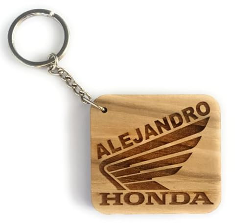 Personalisierter Schlüsselanhänger oder Magnet aus Faltec-Holz, kompatibel mit HONDA; personalisieren Sie ihn mit Ihrem Namen oder mit einem Autokennzeichen oder Logo des MOTORRAD