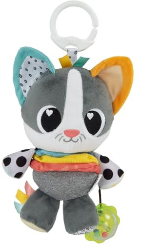 LAMAZE Millie die Katze | Kinderwagen-Spielzeug zum Anklipsen mit verschiedenen Texturen, Rassel, Knisterohren und Satinbändern – Sensorik-Spielzeug für Babys ab 0 Monaten