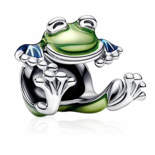 MSPOVOF Frosch Charms 925 Sterling Silber 5A Zirkonia Anhänger für Armband Halsketten Schmuck Geschenk für Damen Frauen