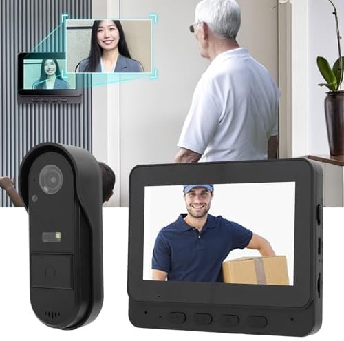Bewinner Videocamera Campanello Wireless 1080P - Videocitofono WiFi con Display 4,3 Pollici, Visione Notturna e Audio Bidirezionale, Avvisi Istantanei per Sorveglianza Interna e Esterna